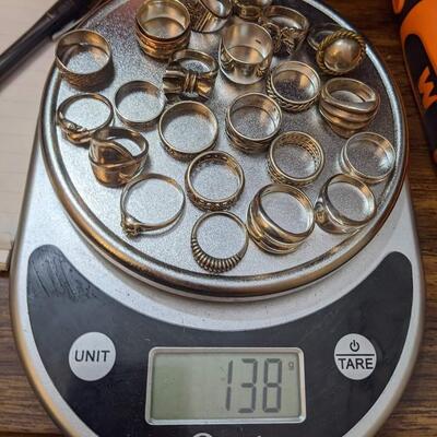 Sterling silver ring lot 138 g.Reserve set