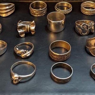 Sterling silver ring lot 138 g.Reserve set