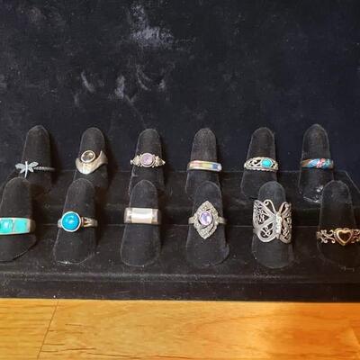 Sterling silver and turquoise  ring lot  79.3 g. Reserve