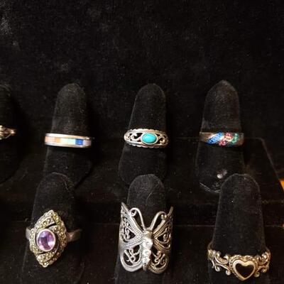 Sterling silver and turquoise  ring lot  79.3 g. Reserve