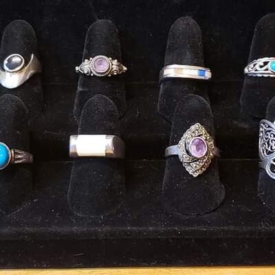 Sterling silver and turquoise  ring lot  79.3 g. Reserve