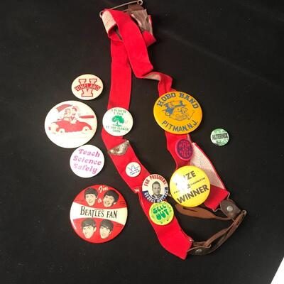 Lot 12: Vintage Pin Collection With Suspenders - Beatles & More