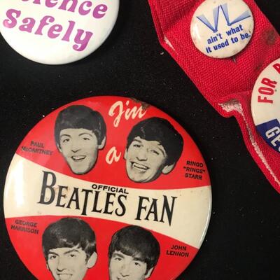 Lot 12: Vintage Pin Collection With Suspenders - Beatles & More
