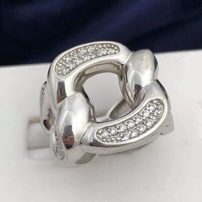 Sterling silver and diamond ring size 7 1/2