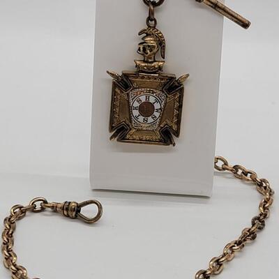 Lot 21: Masonic Collectibles - Freemasonry working Elgin Pocketwatch and goldfill chain and 10k fob, Medal & More