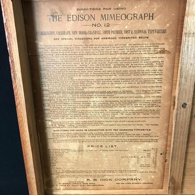 Lot 26: Antique Thomas Edison Mimeograph No. 12 Box (box only)