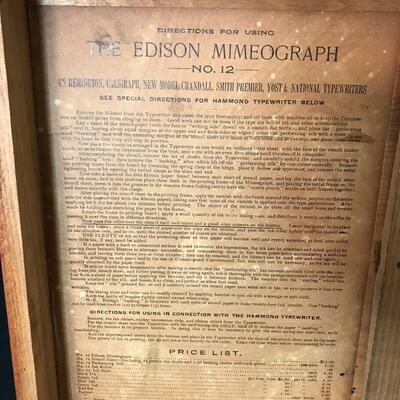 Lot 26: Antique Thomas Edison Mimeograph No. 12 Box (box only)