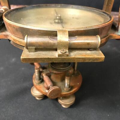 Lot 28: Antique Brass Survey Transit By Knox & Shain, Philadelphia For C. Duhamel, New Orleans