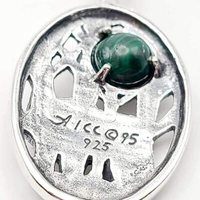 Sighned sterling silver turquoise  native pendant and necklace sighned by artist 29 g