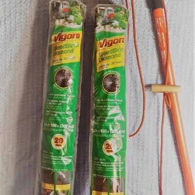 Lot 275  Tree Pruner/Pole Saw 12 Ft.  & 2 Packages Landscape Fabric