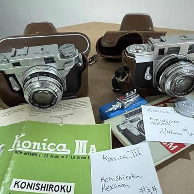 Konica III and Konica IIIa with accessories