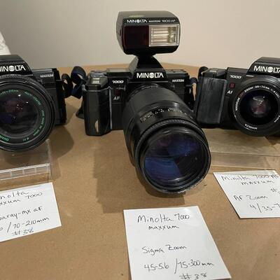 Minolta Maxxium Cameras with accessories