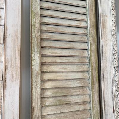 Pair of Tall Green Distressed Shutters