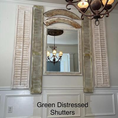 Pair of Tall Green Distressed Shutters
