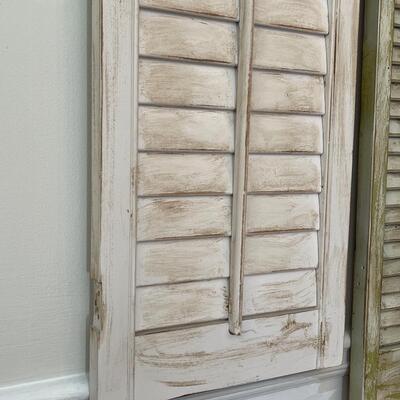 Pair of Tall Cream Distressed Shutters