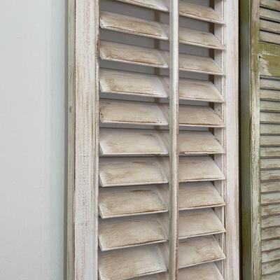 Pair of Tall Cream Distressed Shutters
