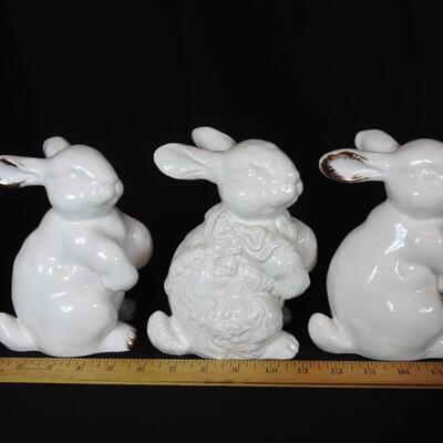 Trio of  Ceramic Bunnies
