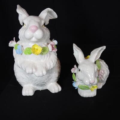 Beautiful Pair of Ceramic Bunnies