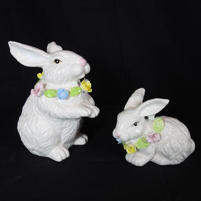 Beautiful Pair of Ceramic Bunnies