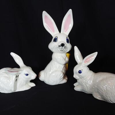 Trio of Ceramic Bunnies