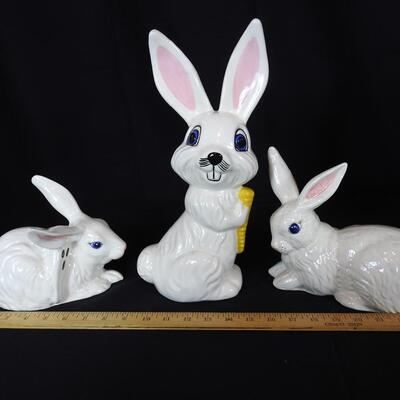 Trio of Ceramic Bunnies