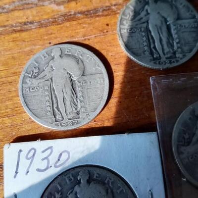 LOT 15      FIVE DIFFERENT DATED STANDING LIBERTY SILVER QUARTERS