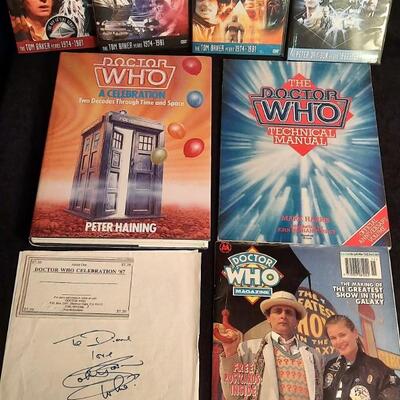 Lot 308  Doctor Who Book Magazine & 4 Videos - Autographed