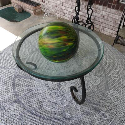 Metal Glass Patio Table with Bowling Ball