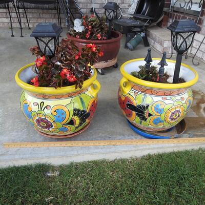 Pair of Southwestern Themed Ceramic Flower Pots