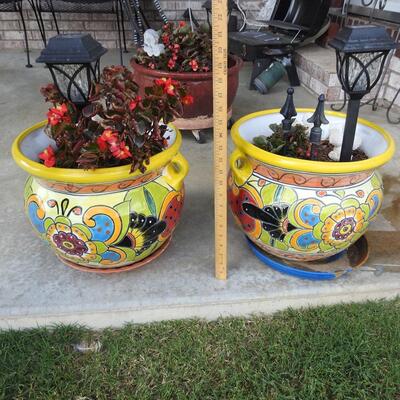 Pair of Southwestern Themed Ceramic Flower Pots