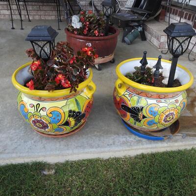 Pair of Southwestern Themed Ceramic Flower Pots