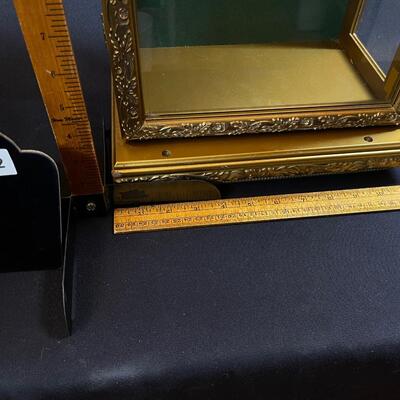 Small Gilt Glass Display Case w Hinged Door