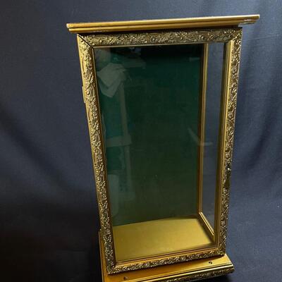 Small Gilt Glass Display Case w Hinged Door