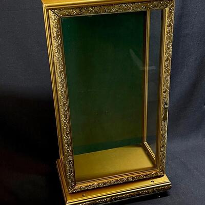 Small Gilt Glass Display Case w Hinged Door