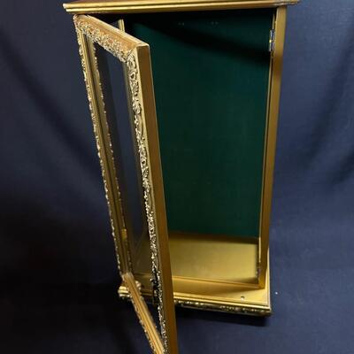 Small Gilt Glass Display Case w Hinged Door