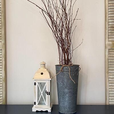 Hanging Candle Lantern & Galvanized French Pot with Handles