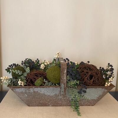 Galvanized Basket with Earthy Decor