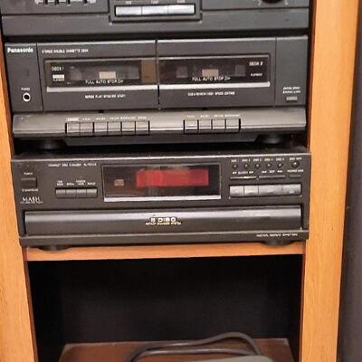 Lot 316  Panasonic Stereo Amplifier, 5 Disk CD Player, Turntable, Double Cassette System