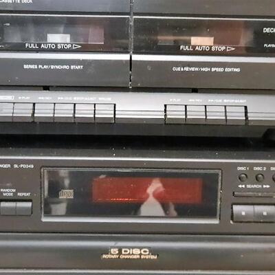 Lot 316  Panasonic Stereo Amplifier, 5 Disk CD Player, Turntable, Double Cassette System