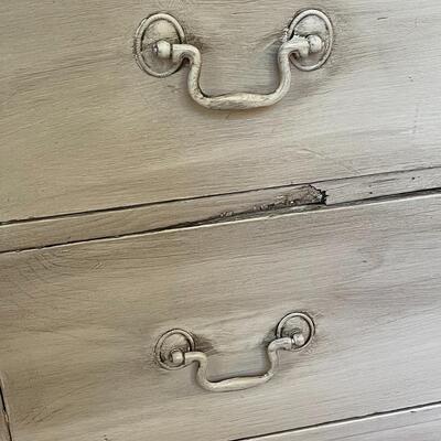 French Provincial Light Grey Antiqued 3 Drawer Chest