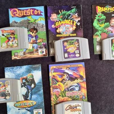 Lot 355  Nintendo 64 Games w/ Instruction Manuals Qty 5 - Quest 64 & 4 More