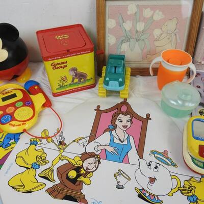26 pc Baby Toys & Books. Placemats, Cups, Frames, Photo Books