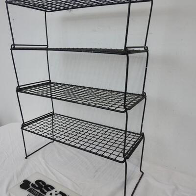 4 Stacking Shelves, Black Plastic Coated Metal
