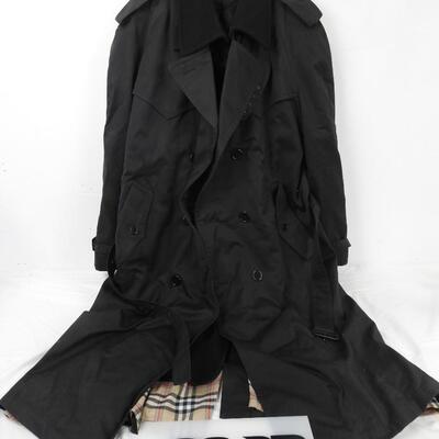 Black Trench Coat with Belt, Removeable Lining, size 44R