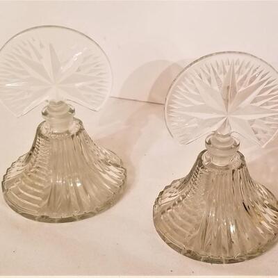 Lot #137  Pair of Vintage Pressed Glass Perfume Bottles