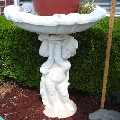 Classical Child Concrete Birdbath Flowerpot