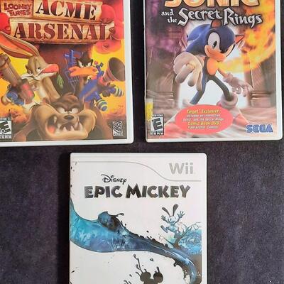 Lot 364  Wii Games Qty 3 - Acme Arsenal, Sonic and the Secret Rings & Epic Mickey