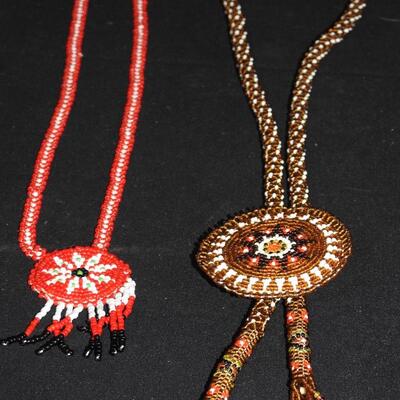 Beaded Native American Art Necklaces Bolo