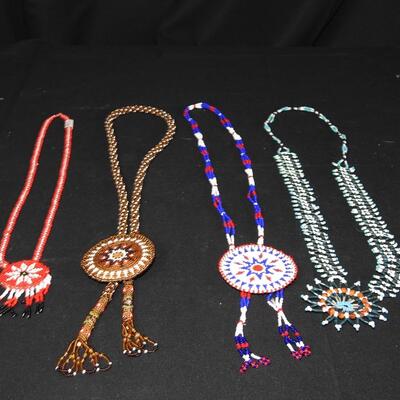 Beaded Native American Art Necklaces Bolo