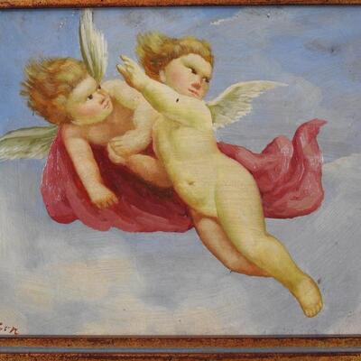 Original Oil Cherubs Painting